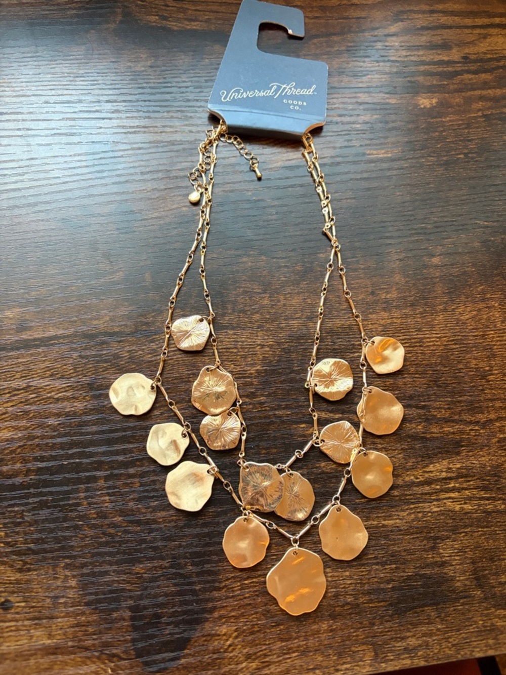 Universal Thread Gold Layered Petal Charm Necklace
